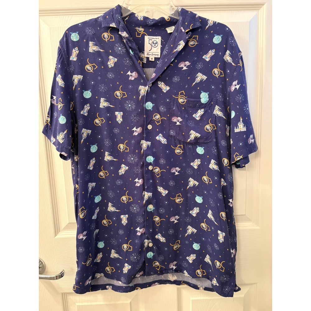Reyn Spooner Walt Disney World 50th Anniversary Button Down‎ Size Medium